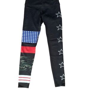 Noli Black Star and Flag Patterned Leggings